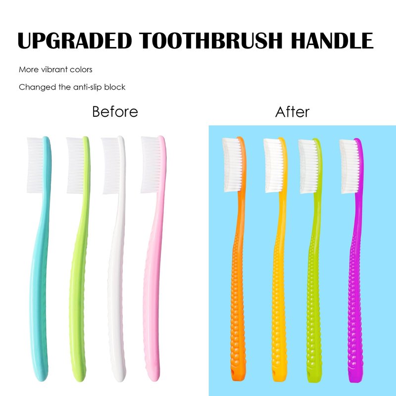 EasyHonor Huge Head Toothbrush with Hard & Firm bristles BPA Free for Proper Dental Care 4 Pack with White Hard Bristles.