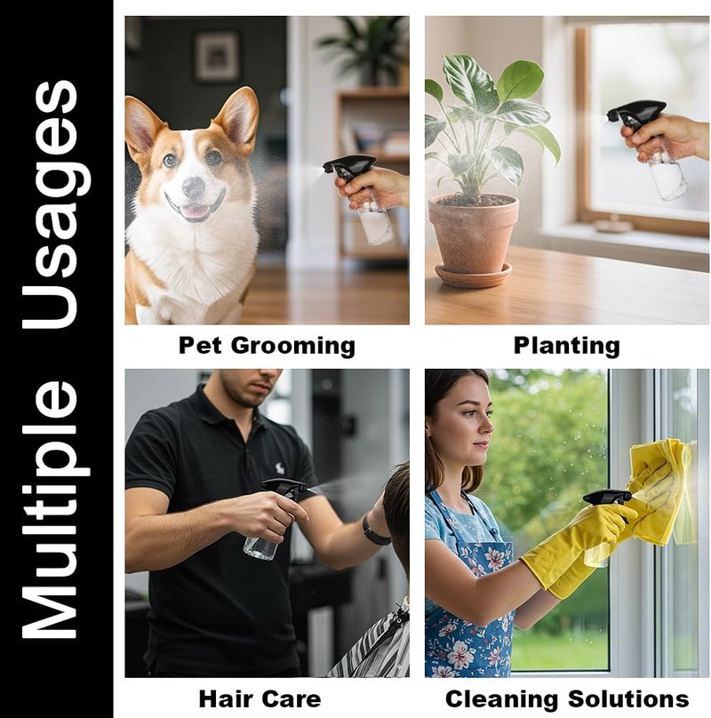 4oz Plastic Spray Bottles - Heavy Duty Hair Mist & Cleaning Solutions | 2 Pack (Clear)