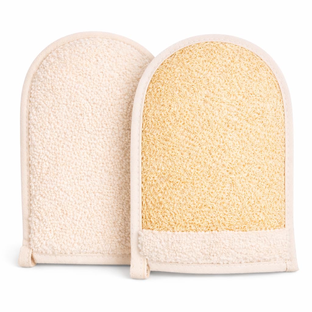 European M6 Loofah Exfoliating Body Scrubber Mitt – Dual-Sided Natural Egyptian Luffa Glove for Shower & Bath | Large Size Organic Loofah Sponge for Deep Body Cleansing | for Women & Men