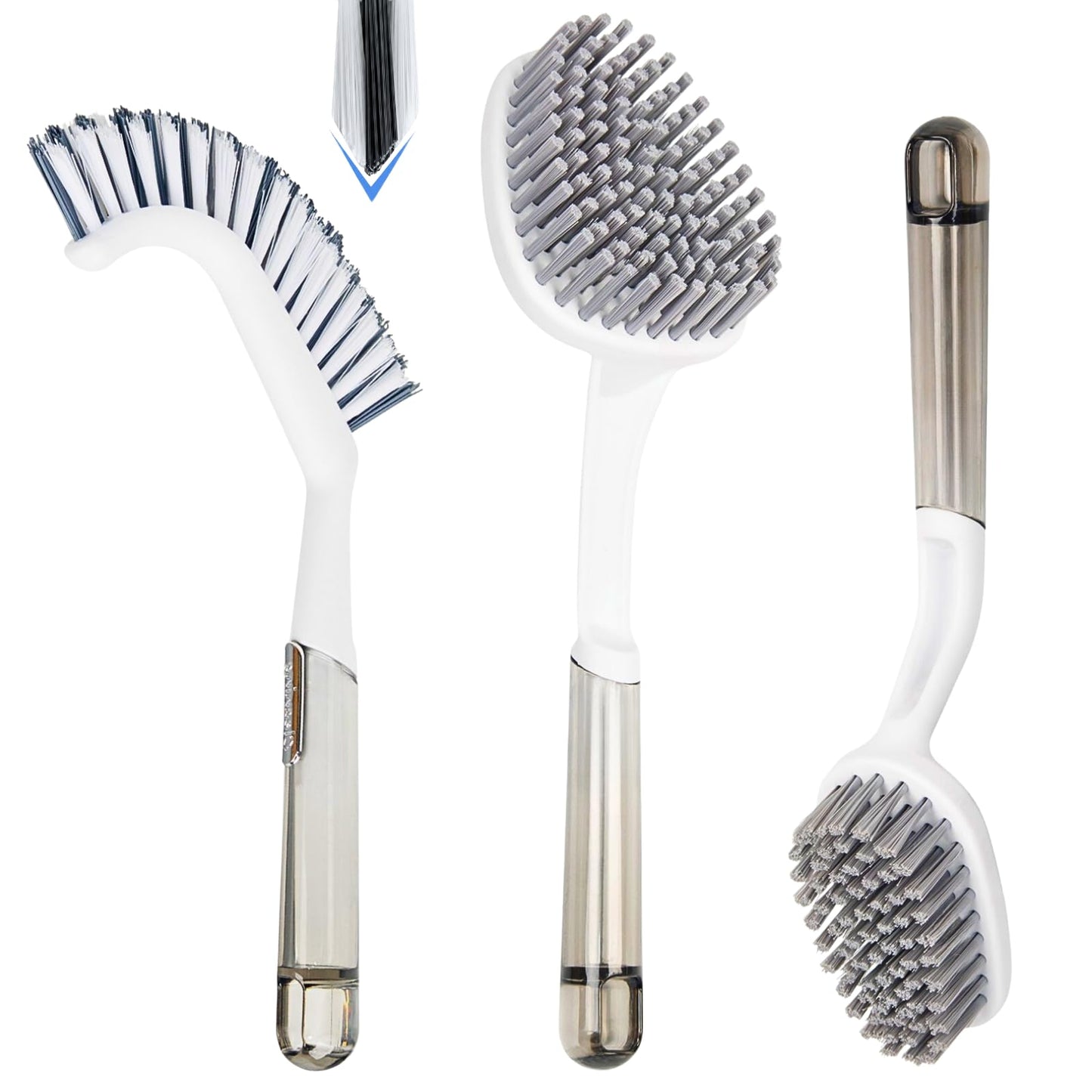 3 Pack Shower Scrub Brush Set – Heavy-Duty Scrub Brushes for Cleaning with Long Handle, Stiff Bristles Grout Brush, Shower Scrubber for Bathroom, Bathtub, Kitchen, Tile, Floor, Grout, Sink & Carpet