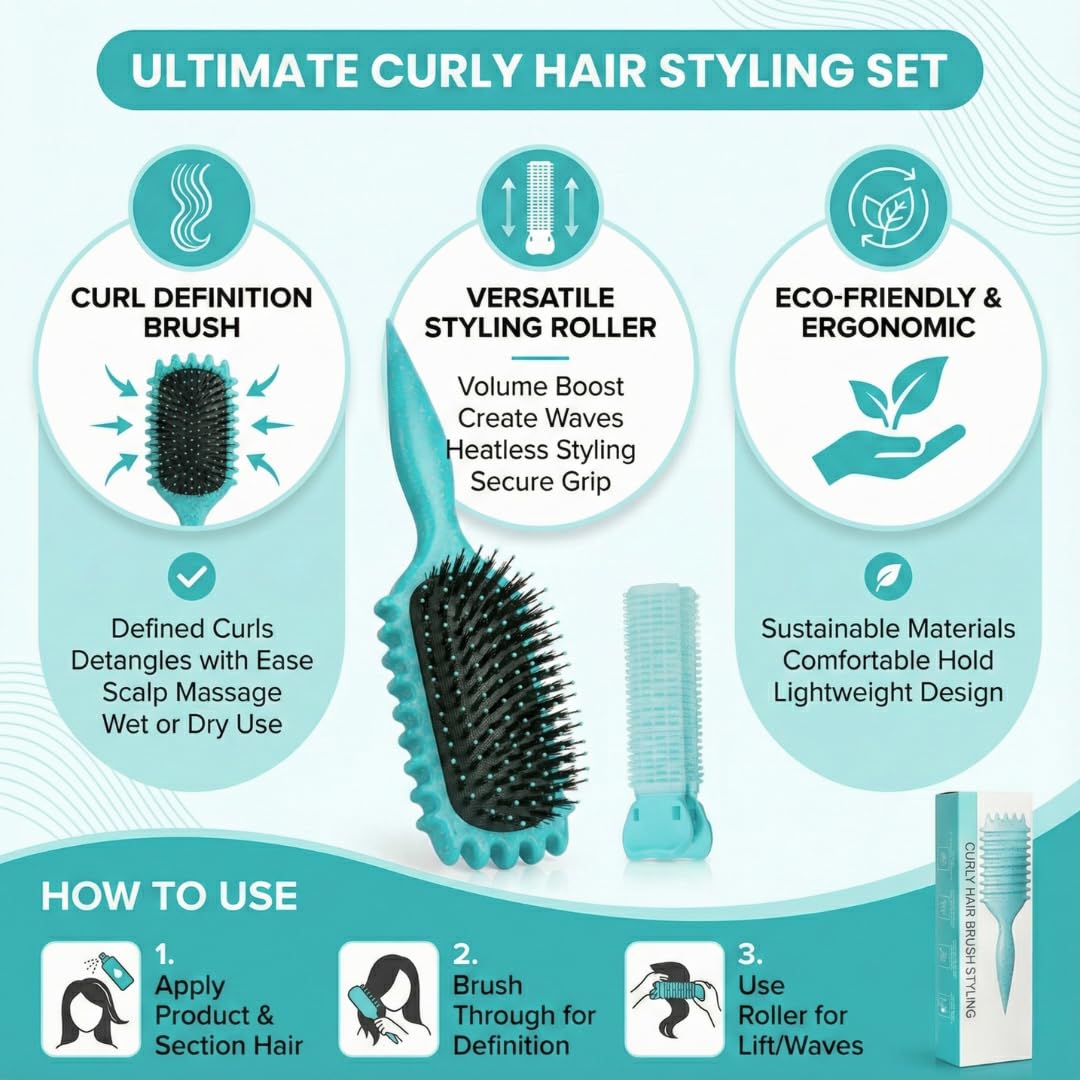 Ultimate Curl Defining Brush for Wet Curly Hair, Vented - Green