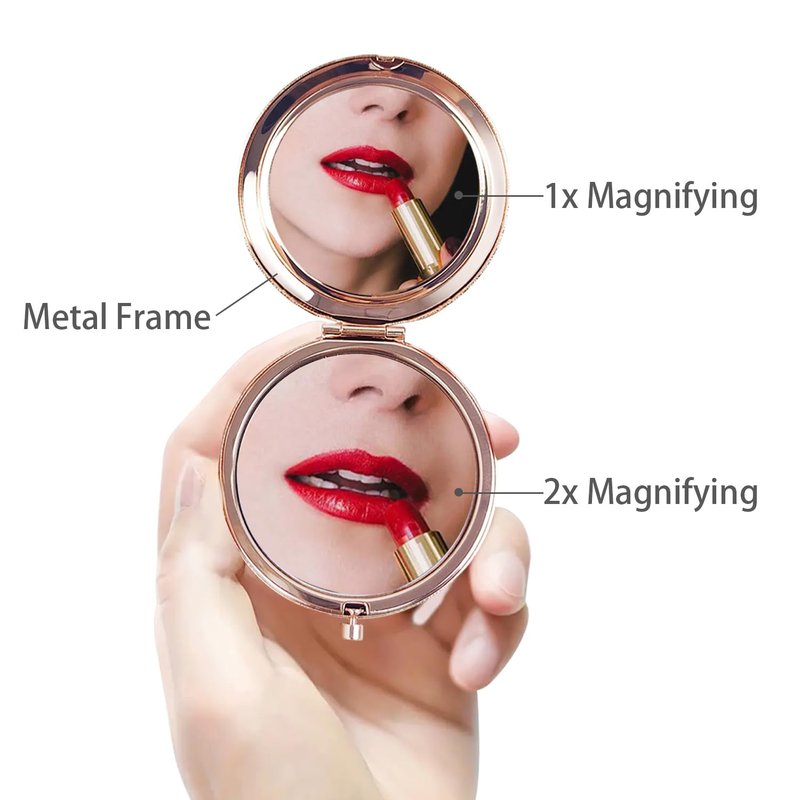 PDOZV Compact Mirror Round 2.6” 1X/2X Engraved Pocket Mirror Gifts for Bridesmaid Birthday Anniversary Mothers Day for Women Mom Wife (RG01)