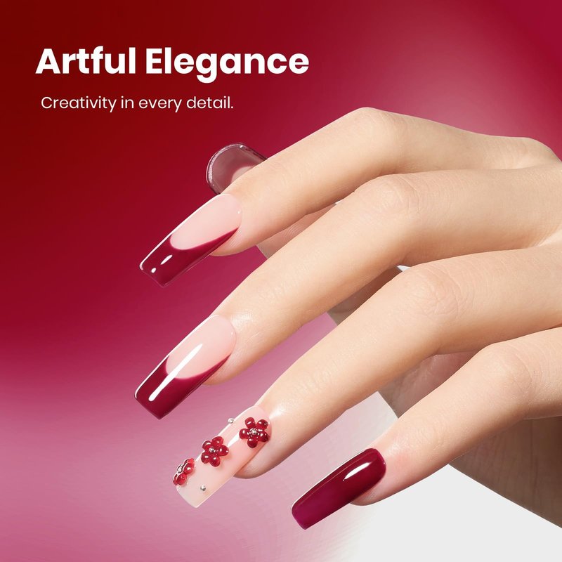 Beetles Red Gel Polish - Burgundy Bliss 15ML/0.51Fl Oz, Red Gel Nail Polish, Same Color Same Bottle STAY SHINING Series, Soak Off UV LED Lamp Spring Nails Art, Long-Lasting Manicure Salon DIY Home