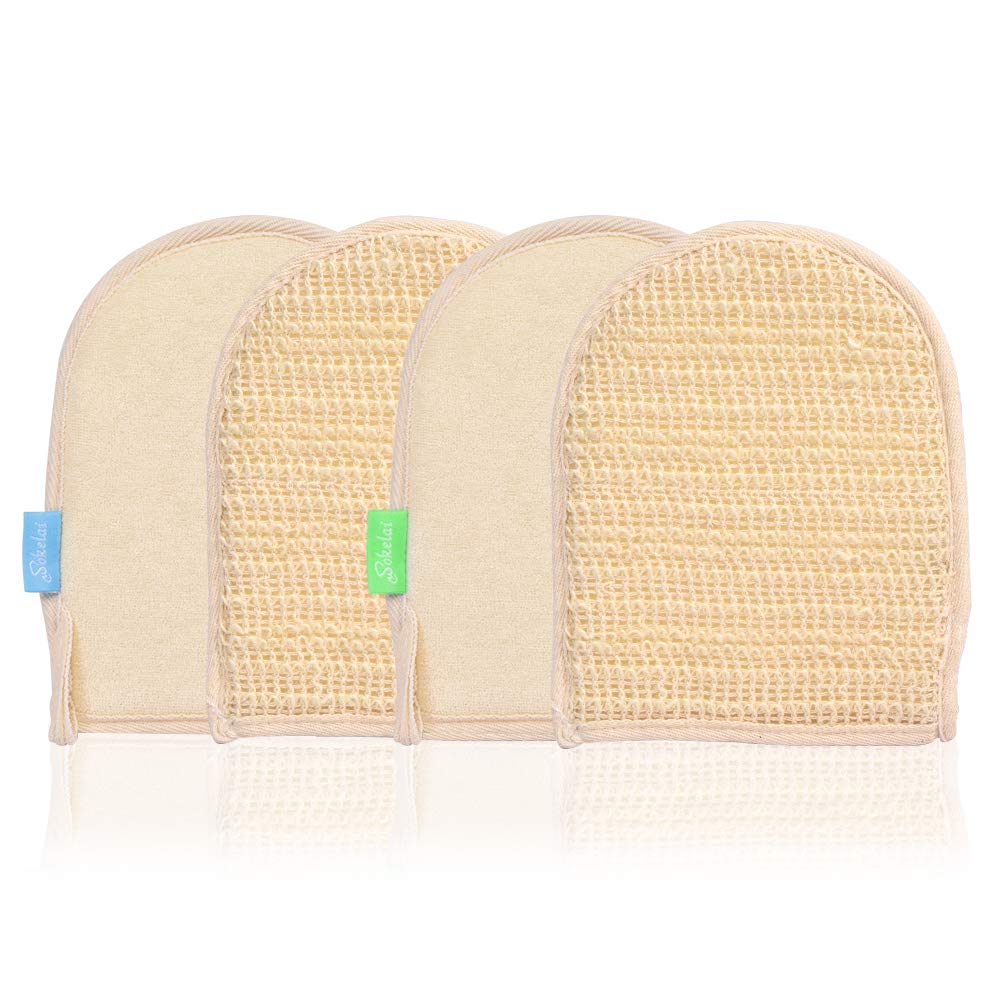Exfoliating Loofah Mitt Shower Gloves - Bath Glove Body Scrubber Exfoliator for Remove Dead Skin, Loofa Scrub Mittens for Exfoliation, Double-Sided Luffa Sponges Facial Body Pads for Men Women Bathing