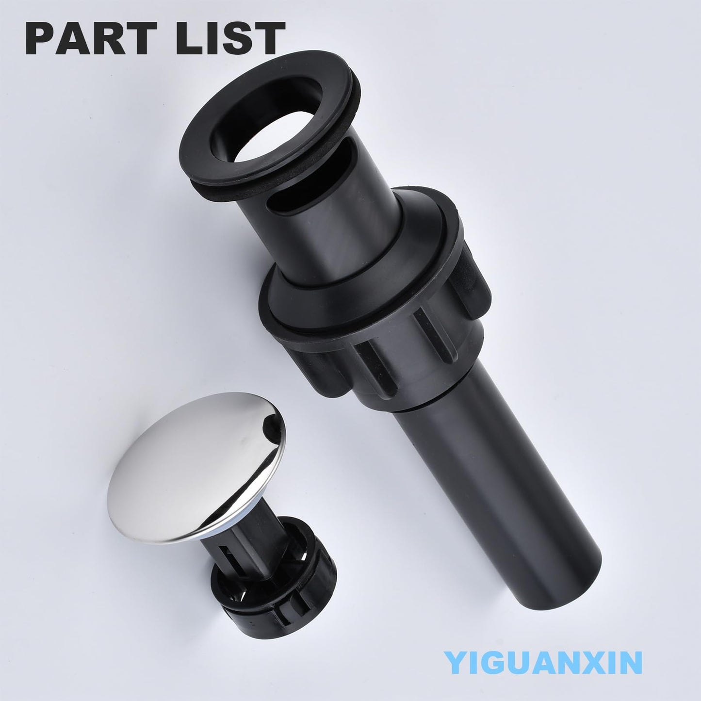 Chrome Plated Bathroom Pop-Up Sink Drain - Vessel Vanity Sink Stopper Push-Type Assembly with Overflow & Strainer, for Faucet Vessel Sinks