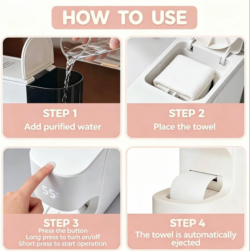 Hot Face Towel Dispenser, Disposable Hot Face Towel Heater Machine，Towel Heater Machine, 5-Second Fast Heating for Spa | Ideal for Home, Salon & Personal Use By Beauty Enthusiasts （40PCS Towels）