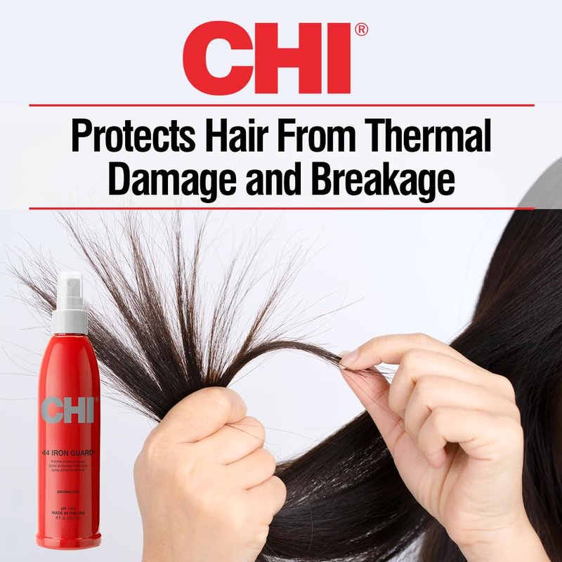 CHI 44 Iron Guard Thermal Protection Spray - Nourishing Formula for Heat Damage & Frizz Control | Clear, 8 Oz (Pack of 2)
