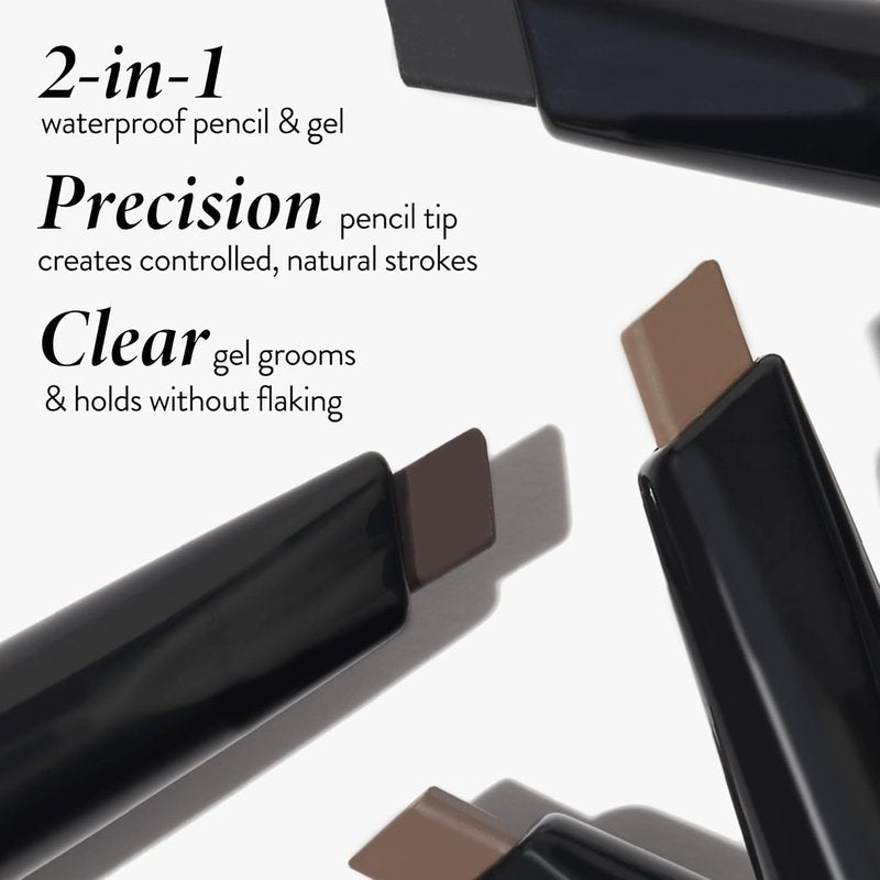 LAURA GELLER NEW YORK Sculpt-n-Stay 2-in-1 Waterproof Eyebrow Pencil & Brow Gel – Dark Brown – Fills Sparse Brows, Defines & Sets – Smudge-Proof, Long-Lasting, Natural Finish