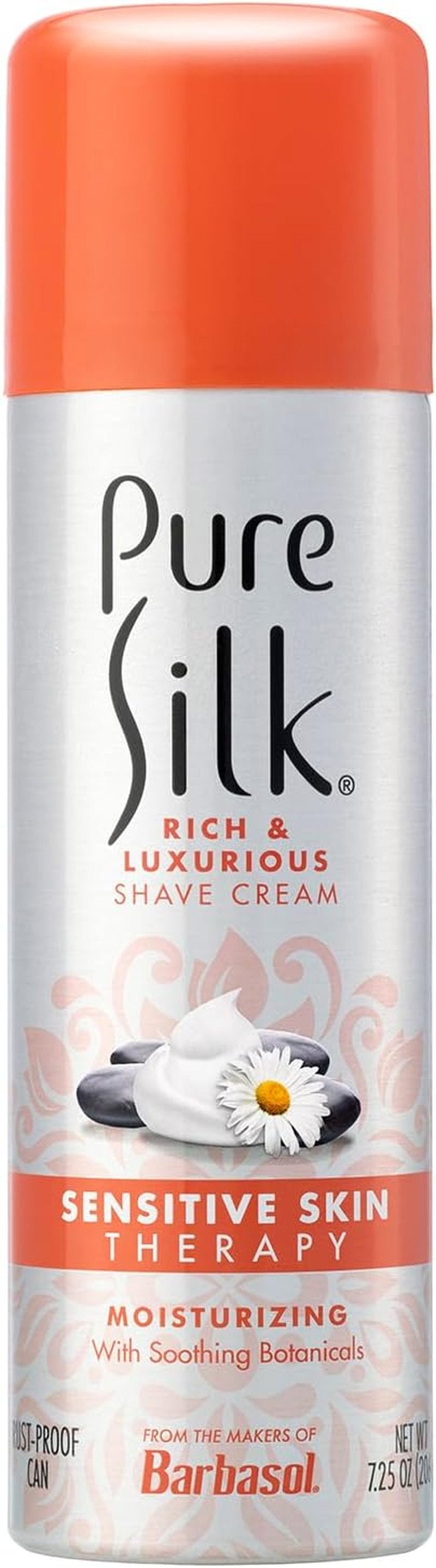 Silk Shaving Cream for Sensitive Skin - Aloe & Papaya Infused | Smooth Glide Formula, Rust-Proof Can | 7.25 Oz (Pack of 6)