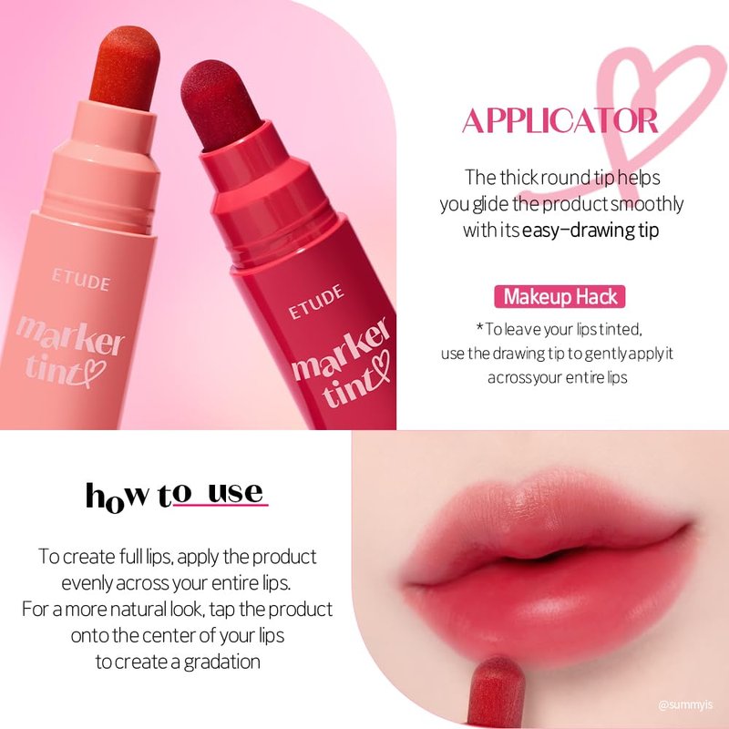 Etude Dear Darling Marker Tint - Hydrating Pink Tangerine Lip Stain | Long-Lasting, High Pigment Formula (5g)