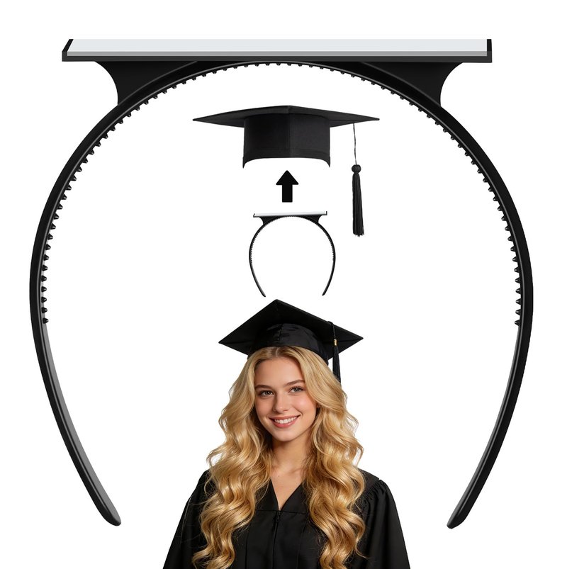 Pirekul Graduation Cap Headband Insert, Grad Cap Headband Holder - Secures Your Graduation Caps & Keeps Hairstyle, Hat Accessories for Graduates, Students, Women