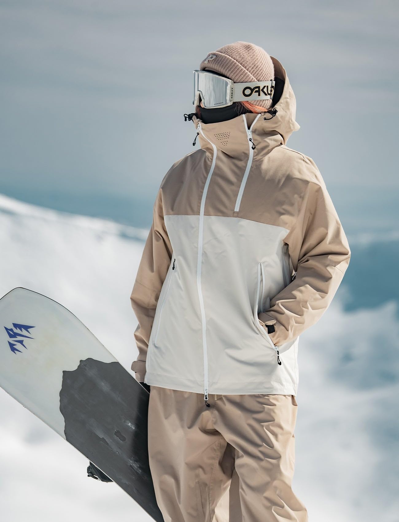GSOU SNOW Mens Snowboard Jacket Women Ski Jacket Coat Waterproof Winter Snow Insulated Windproof Hiking Mountain Outside Sports Khaki Beige
