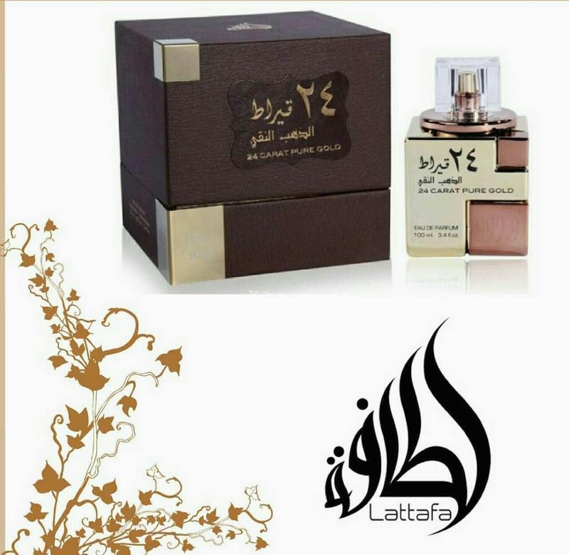 Lattafa Perfumes 24 Carat Pure Gold for Unisex Eau de Parfum Spray, 3.4 Ounce