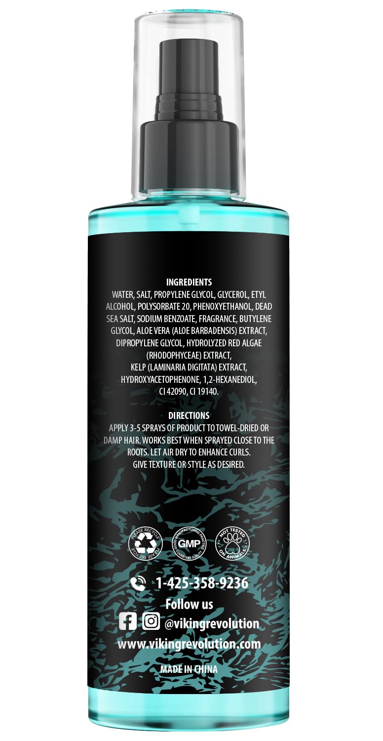 Viking Revolution Sea Salt Spray - Texturizing Hair Spray with Kelp & Aloe Vera - 8.8oz for Beachy Waves