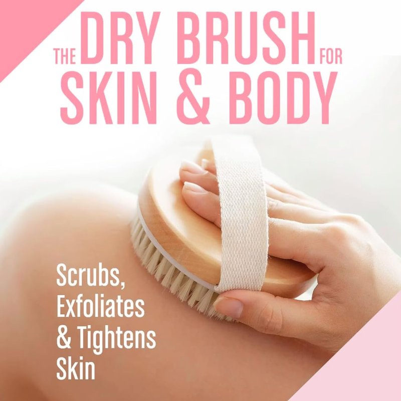 Essential Aura Dry Body Brush – Eco-Friendly Natural Bristles for Gentle Exfoliation, Skin Renewal, Improved Circulation & Lymphatic Support – Perfect Detox & Spa Self-Care Accessory (Tan)
