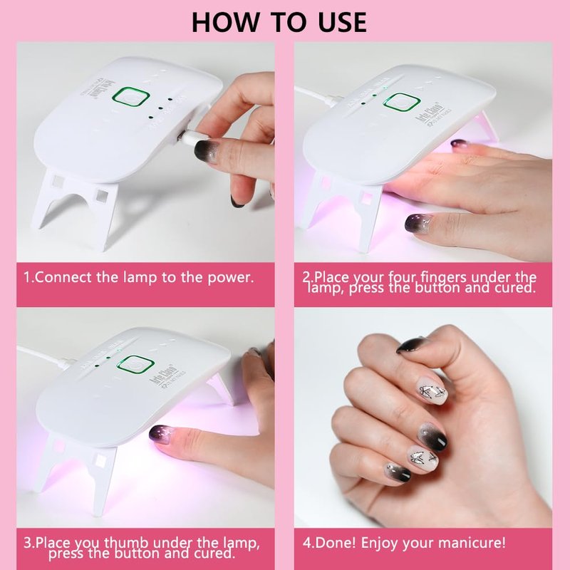 Arte Clavo UV Nail Lamp, 8W Mini USB Portable LED Light for Gel Polish, Cure Dry with 60s 120s 150s Timer Setting, Flash Curing Lamp for Art Salon, Home DIY