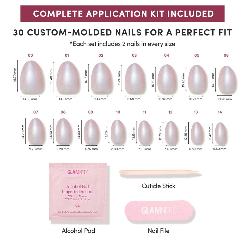 Glamnetic Quick Press Mani - No Glue Press On Nails, Just Peel and Stick, Oval Extra Short Nails, Mess Free, Salon Quality Stick On Nails, Nude Glazed | in 15 Sizes - 30 Nail Kit