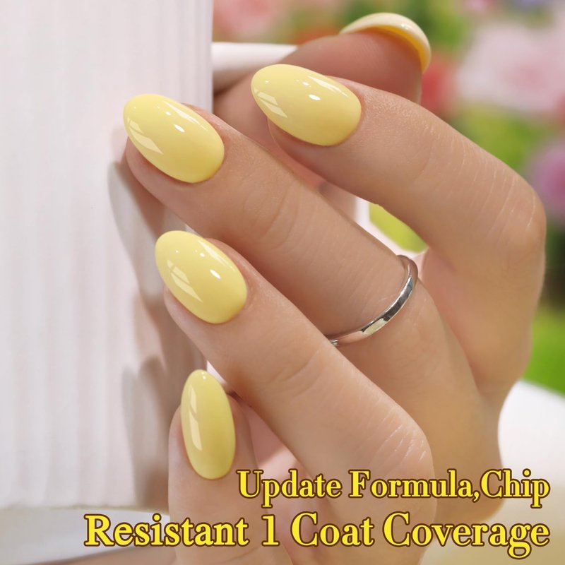 Gel Nail Polish - Double Rhythm 0.5 Oz Translucent Light Milky Pastel | Cream Yellow A1064 for DIY Manicure
