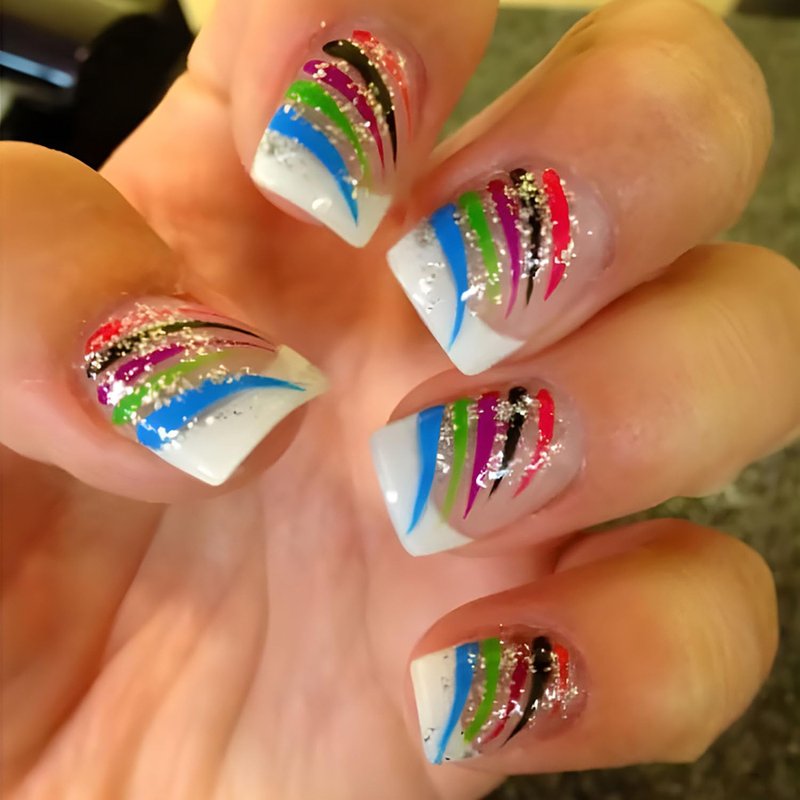 FIEONCIY Press on Nails Square Short Length Glossy Full Cover Acrylic Short Square Shaped False Nails with Designs Artificial Fake Nails Glue ons Fingernails for Women Girls(YS516)