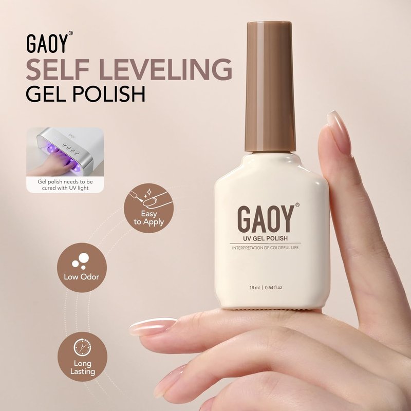 GAOY Pink Highly pigmented Gel Polish, 16ml Self-Leveling Soak Off Gel Polish, UV Light Cure for Nail Art DIY Manicure at Home, 3267 Peach Beige