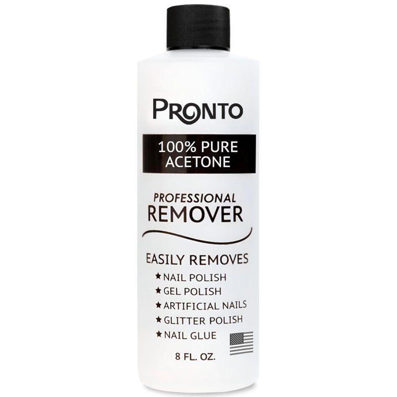 100% Acetone Gel Nail Polish Remover - Effective for Glue, Gel, Acrylic & Dip | 8 Fl Oz