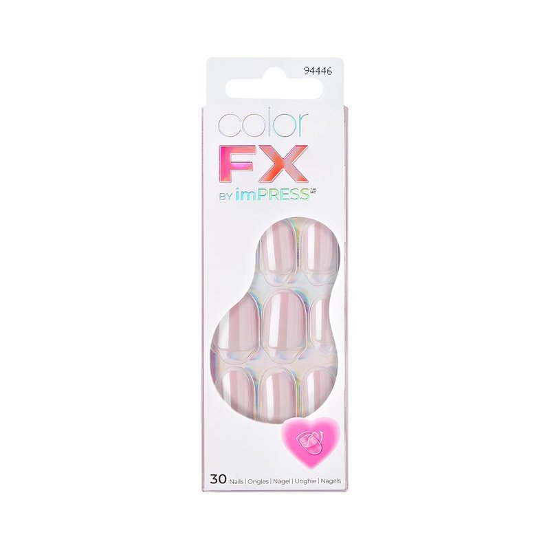 Kiss ColorFX Valentine’s Day Press-On Nails - Adorable Pink Short Oval | 30 Nails, Prep Pad & More