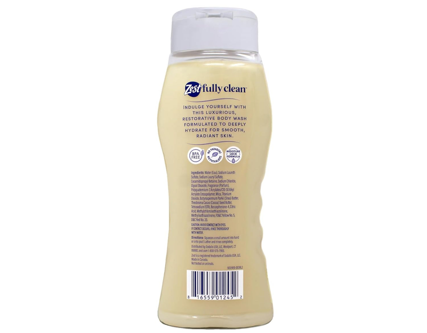 Zest Body Wash - Creamy Cocoa Butter & Shea Moisturizing Formula | 18 Fl Oz