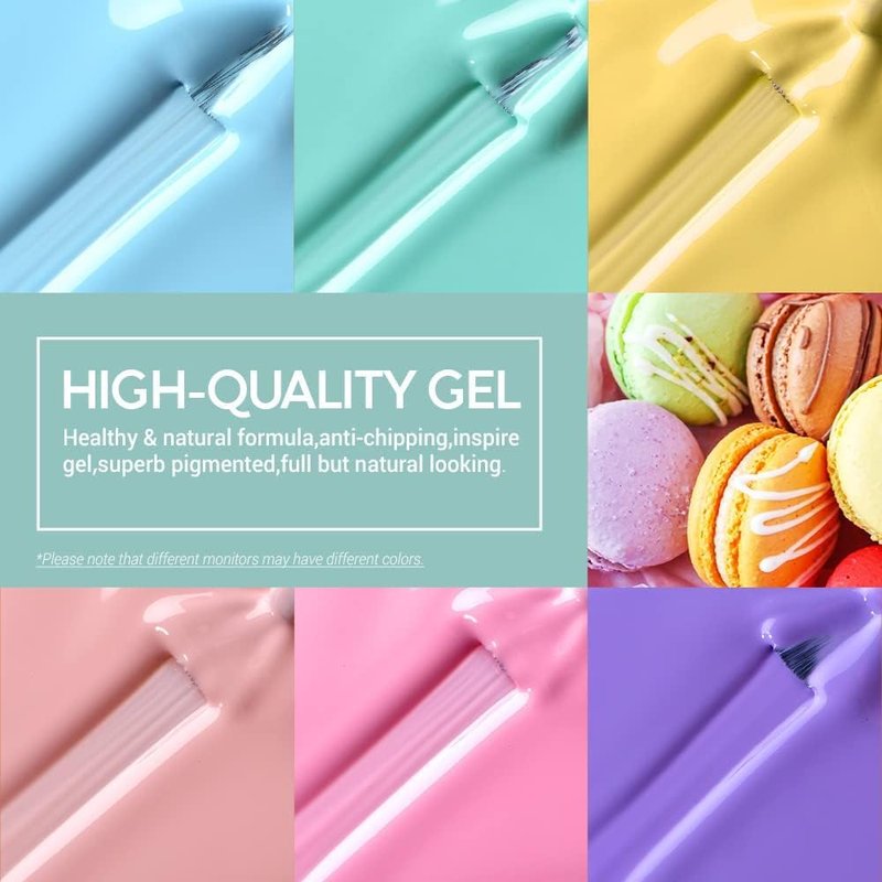 modelones Spring Pastel Gel Nail Polisht, 6 Colors Easter Pink Purple Blue Green Shades Macaron Colors Nail Art Gel Design for Women Girl Nail Lovers Gift Salon DIY