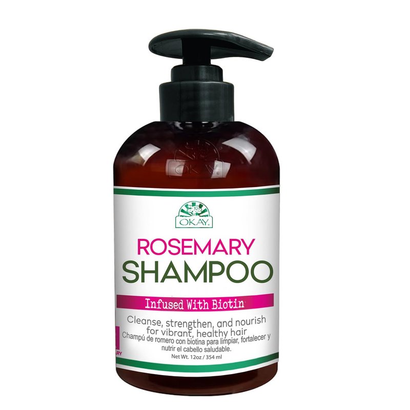 OKAY Rosemary Shampoo with Biotin 12oz – Hair Growth & Strengthening Shampoo, Cleanses Scalp, Reduces Breakage, Moisturizes & Adds Shine, Sulfate Paraben Free for All Hair Types