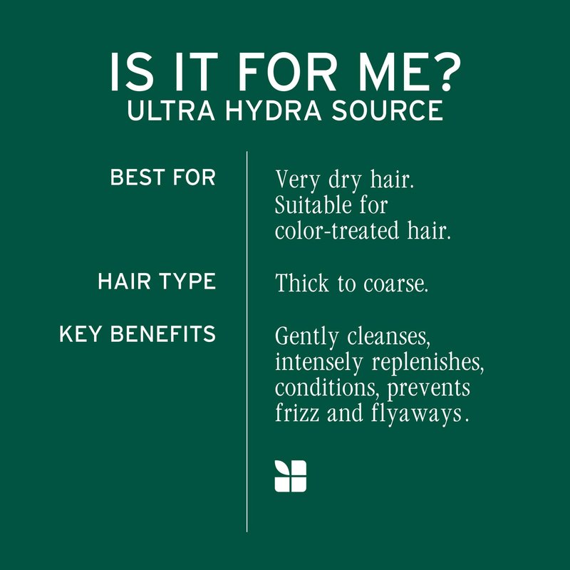 Biolage Ultra Hydra Source Shampoo - Deeply Moisturizes and Hydrates Very Dry Hair, Cleanses and Tames Frizz, For Thick, Coarse Hair, Infused with Cupuaçu Butter & Salicylic Acid, 13.5 Fl Oz