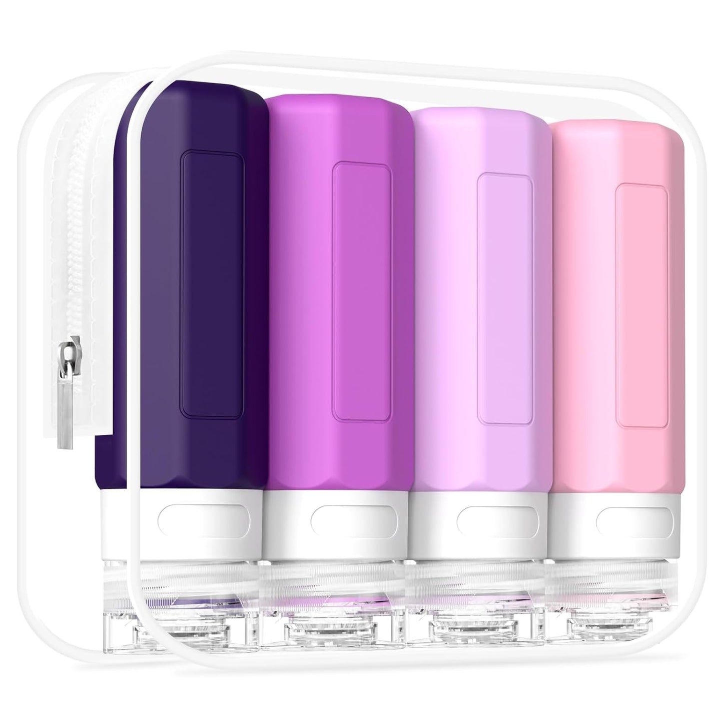 Travel Toiletries Bottles - TSA Approved 3oz Leak Proof Silicone Containers | BPA Free Essentials Kit in Purple