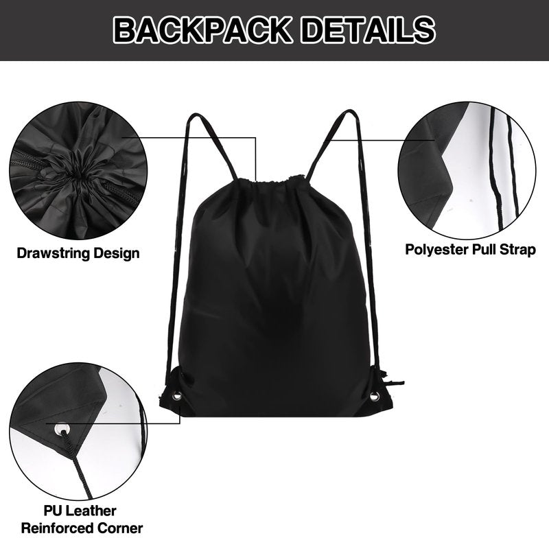 COIDEA Drawstring Backpack 20Pcs Drawstring Bags, Draw String Back Bag Drawstring Bags Bulk for Sports, Gym, Travel, Swimming, Beach (Black)