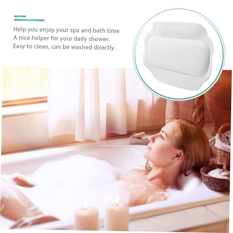 Anneome Bathtub Pillow with Ultra-Large Suction Cups for Secure Non-Slip Support Spa Bath Cushion for Head and Neck Comfort Fits Most Tubs Ideal for Relaxing Home Baths and Shower Spa Sessions
