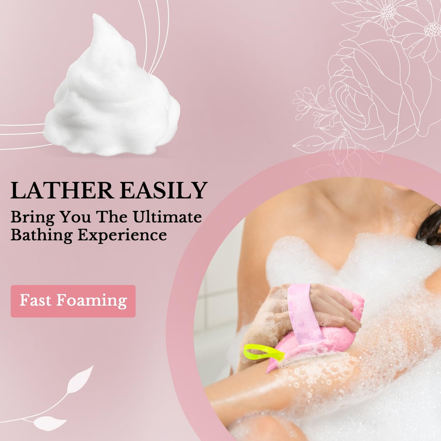 MIG4U Exfoliating Body Scrubber Sponge Exfoliate Dead Skin Bath Sponge for Shower, Luxury Foaming Skin Scrubber for Women Men, 3 Pack Macaroon