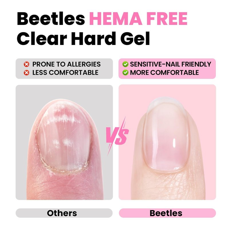 Beetles HEMA-Free Hard Gel for Nails-1.06oz 9 in 1 Jelly Pink UV/LED Lamp Cured Sculpting Stengthener Gel for Nail Extension & Nail High Hardness for Manicurist Women