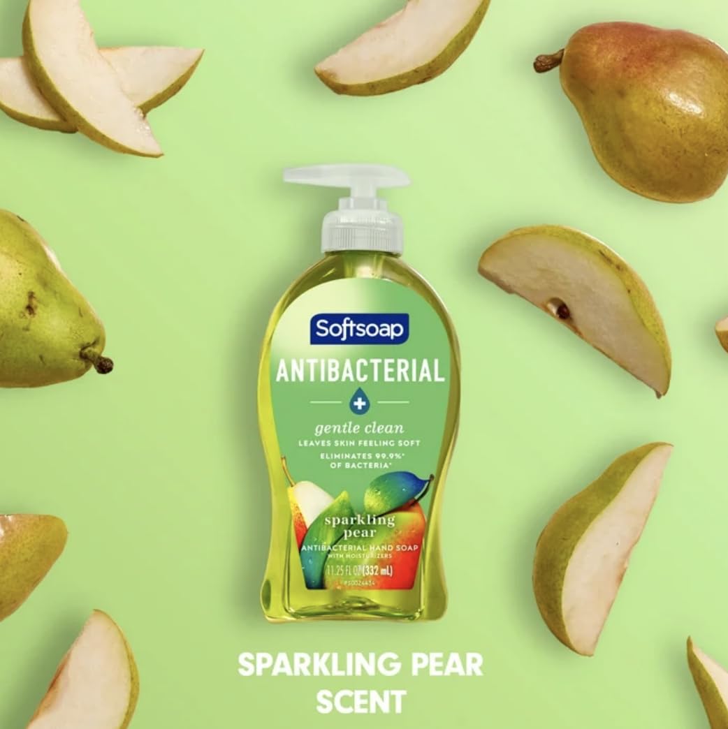 Softsoap Antibacterial Liquid Hand Soap - Sparkling Pear Scent, Gentle Clean Formula, 11.25 fl oz (Pack of 6)