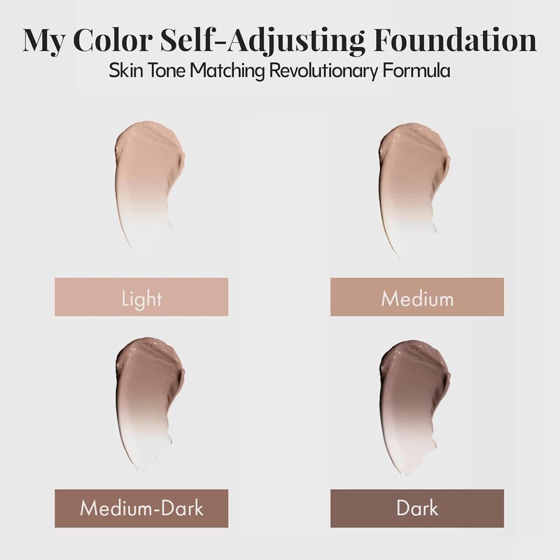 Jerome Alexander My Color Foundation - Self-Adjusting, Hydrating & Lightweight Face Makeup | Light, 1 oz
