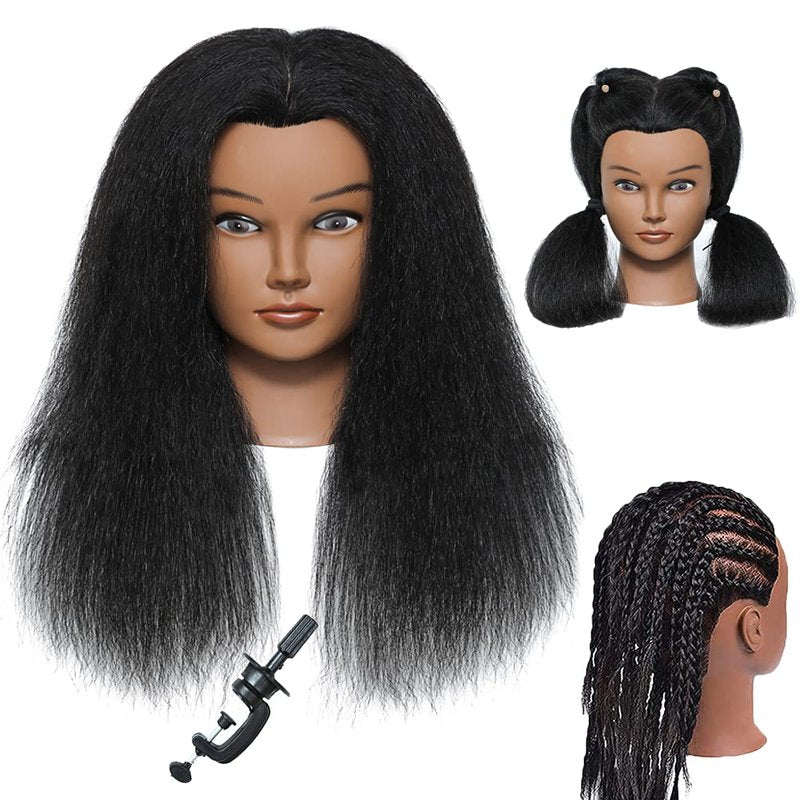 Realistic Mannequin Head with 100% Human Hair - Cosmetology Styling Practice Doll | 14 Inch