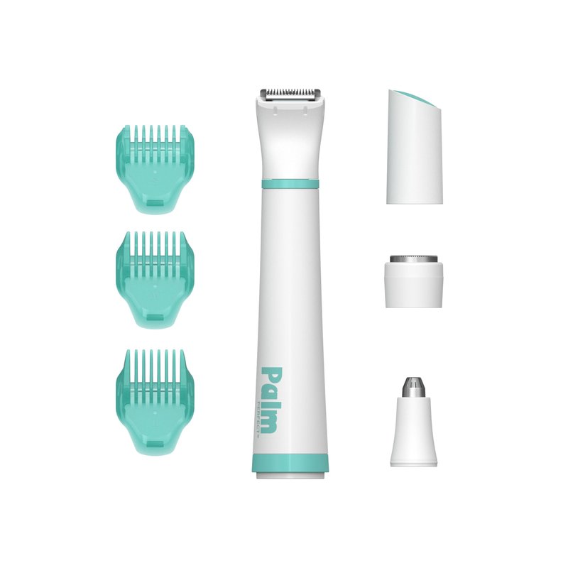 PalmPerfect All-in-One Personal Trimmer for Women – 3-in-1 Facial Hair Remover & Eyebrow Shaper – Wet/Dry Waterproof Grooming Kit with Rotary, Reciprocal & Precision Attachments