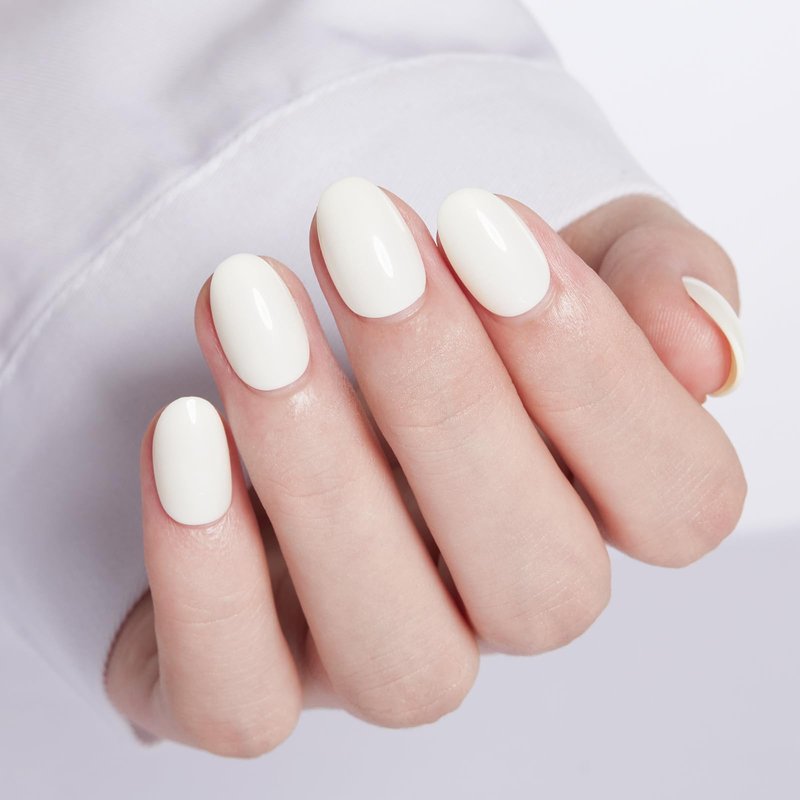 modelones Short Press on Nails, Oval Fake Nails Kit Press Ons with Nail Glue, Adhesive Tabs, Nail File, Prep Pad, Manicure Stick, 32Pcs 16 Sizes, Milky White, Spring Women Girl Gift