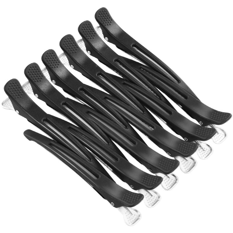 12 PCS Silicone-Banded Duck Billed Hair Clips - No Crease, Non-Slip for Haircutting, Salon & Home Styling