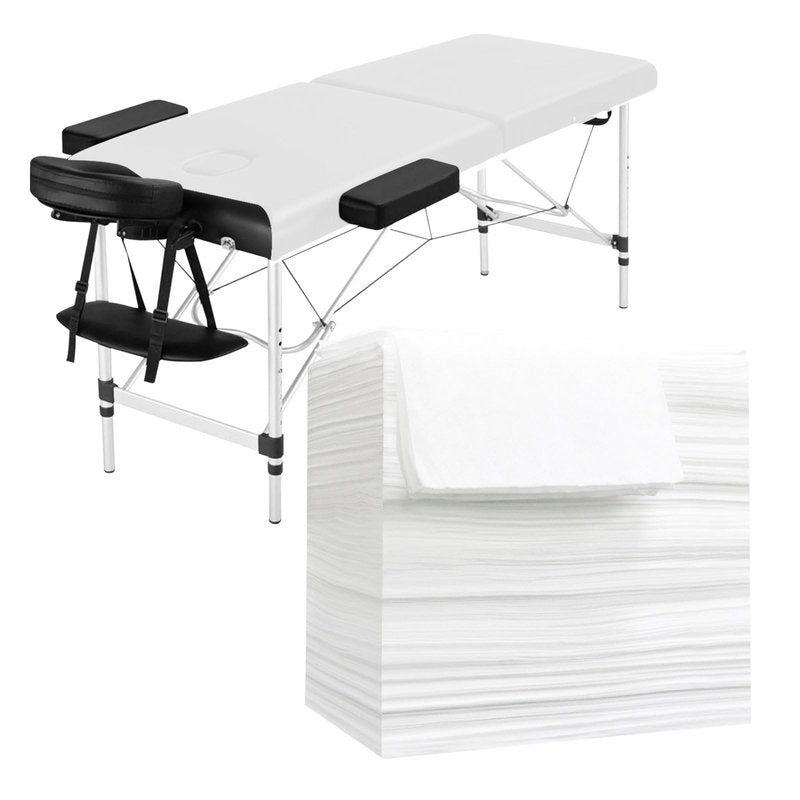 31" X 70" Massage Table Sheets Waterproof and Oil Proof Disposable Bed Sheets Non Woven Fabric SPA Bed Cover for Massage Beauty Tattoos (100pc White)
