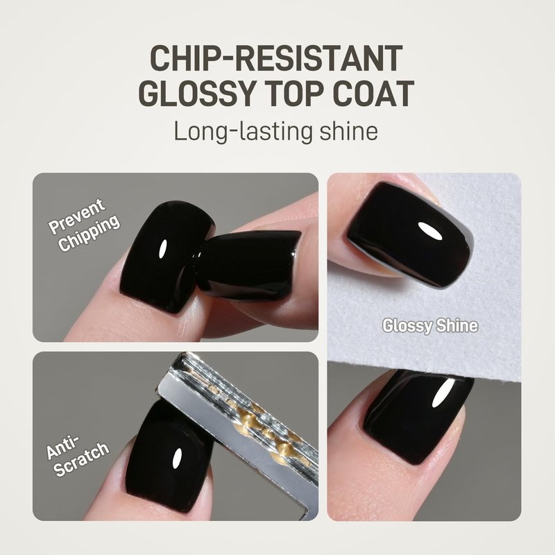 Glossy Gel Top Coat for Gel Nail Polish - 16ml No Wipe Clear Finish | High Gloss Varnish for Long-Lasting Nail Art