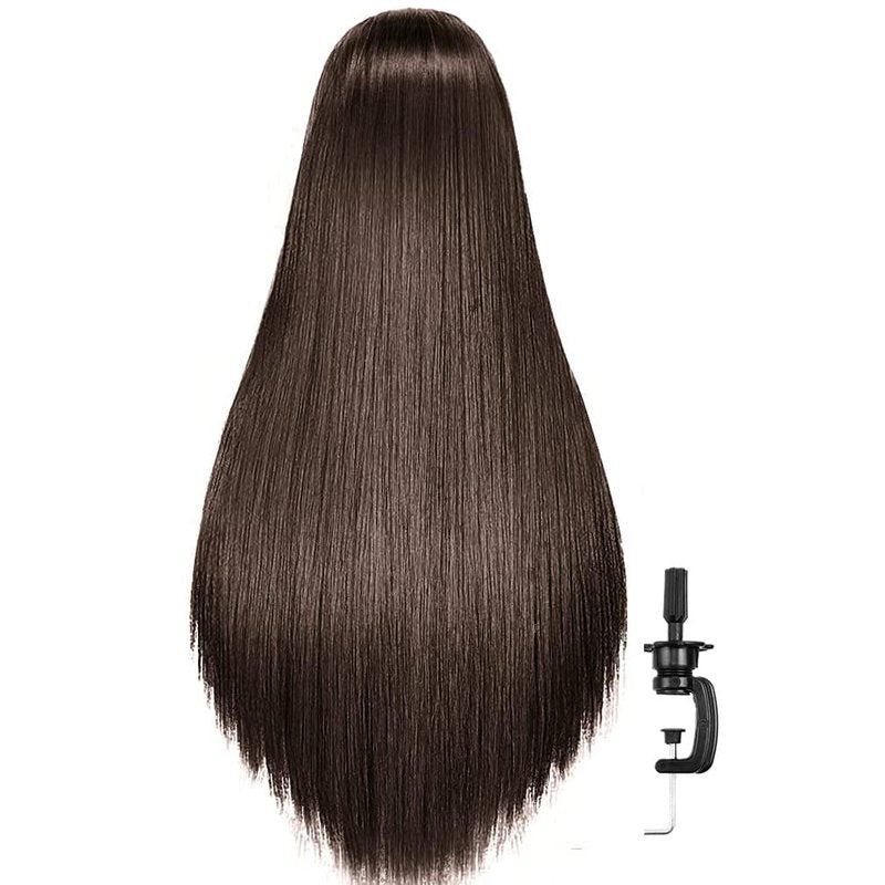FABA Mannequin Head with Hair #4 Brown 26"-28" Hair Mannequin Heads for Make up, Braiding Hairdressing Doll Head for Styling Practice Cutting Training Head with Free Clamp Holder
