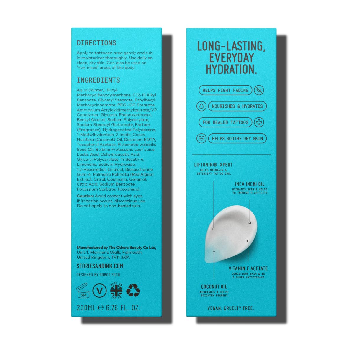 Stories & Ink Tattoo Care | DAILY MOISTURIZER for Healed Tattoos | Fast-Absorbing Hydrating Lotion with Advanced UV Ink Protection to Help Prevent Fading, 200 mL / 6.8 Fl Oz