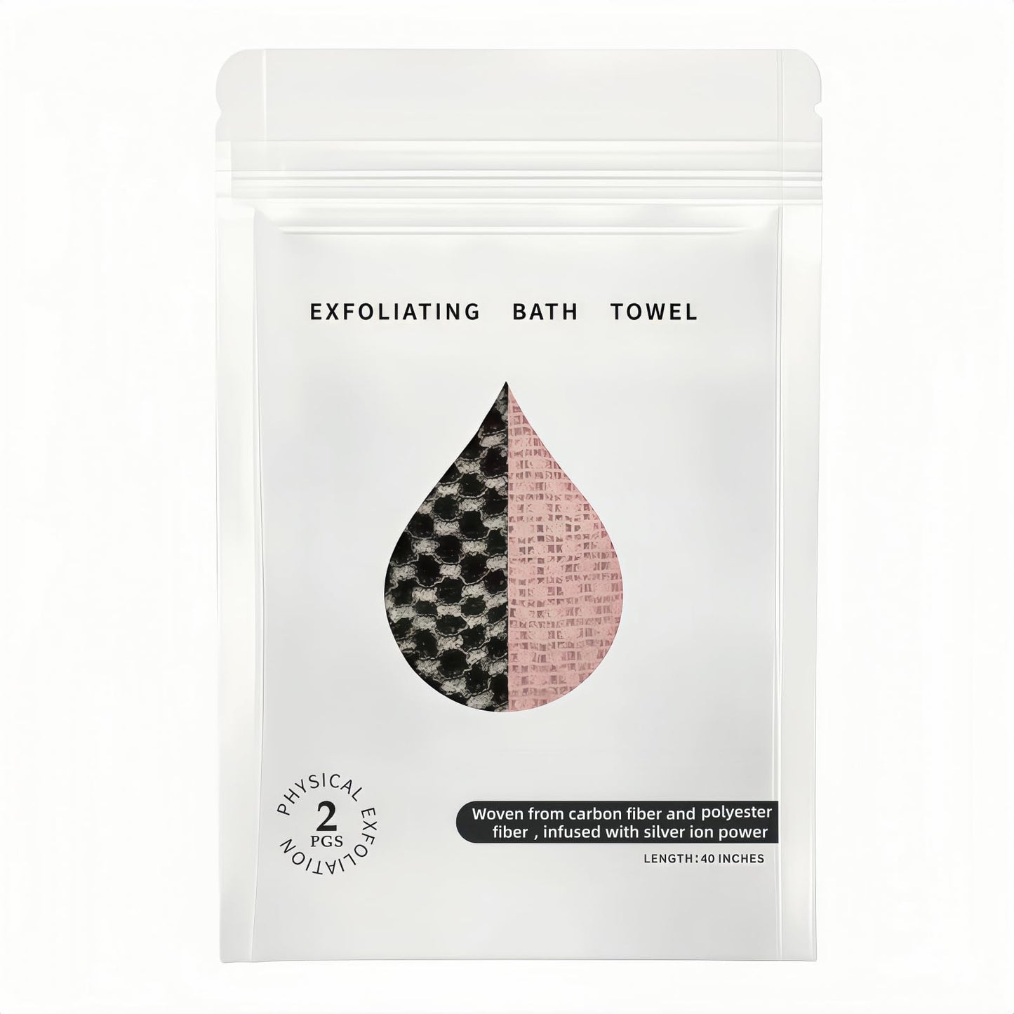 Exfoliating Shower Towel 40",Premium Scrub Wash Cloth for Body Face, Exfoliating Washcloth for Men and Woman(Black+Pink)