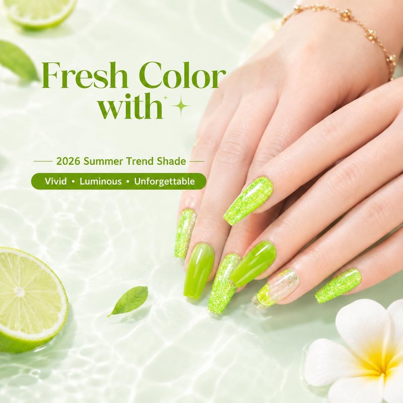 Beetles Green Glitter Gel Nail Polish - Reflective Soak Off UV LED Formula | Summer Lime Green for Nail Art & Manicure