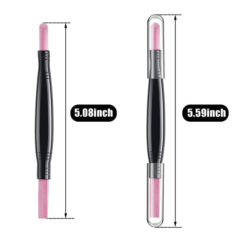 5 Pieces Pumice Stone Nail File Polishing Pen Stick Double-Headed Cuticle Pusher Remover Trimmer Buffer Pen Art Tools Household Beauty Salon Peeling Dead Skin Repairing