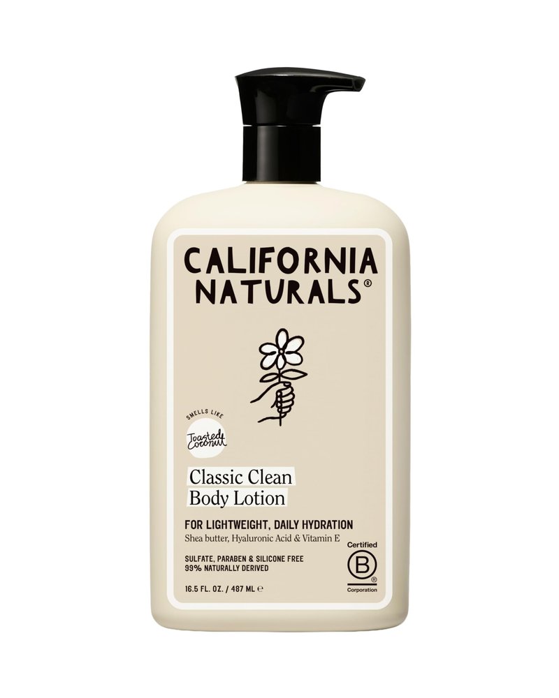 California Naturals Classic Clean Body Lotion for Dry Skin, Moisturizing, Lightweight with Shea Butter, Naturally Scented, Vegan, Sulfate, Paraben & Phthalate Free, Toasted Coconut, 16.5 oz
