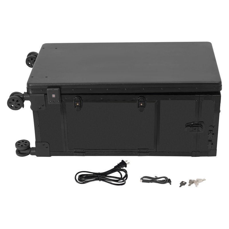 FuoiDuu Rolling Manicure Table with 3 Drawers, Portable Makeup Train Case with Foldable Desk, Lockable Nail Desk with Lightening HD Glass Mirror for Hairdressers, Beauticians (Black)